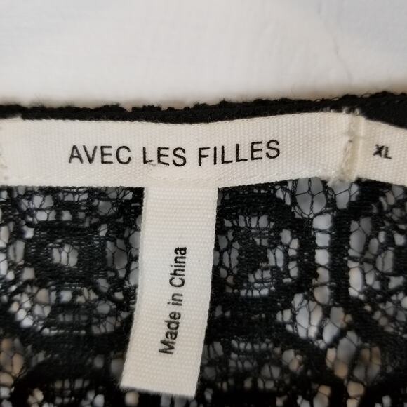 Avec Les Filles Black Lace Shoulder Shift Dress Size XL - Picture 6 of 9